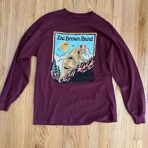 Zac Brown Band 2022 Tour Long Sleeve Maroon Red T-Shirt Large pre-worn